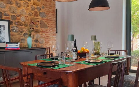 Podere Vigna Nuova: Furniture, Interior Design, Table, Dining Room, Wood, Kitchen & Dining Room Table, Chair, Light Fixture, Flooring, Lighting