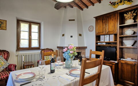 Villa Portole Due: Furniture, Interior Design, Wood, Table, Flooring, Ceiling, Dining Room, Chair, Kitchen & Dining Room Table, Lighting