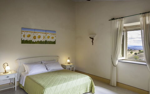 Podere Bella Vista: Furniture, Wall, Interior Design, Flooring, Floor, Ceiling, Bedroom, Home, Bed, Room