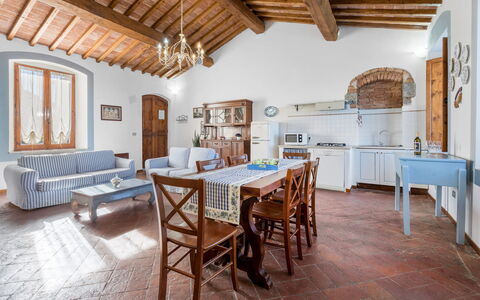 Agriturismo Agresto Apartments And Cottage, Pool,: Furniture, Home, Flooring, Table, Interior Design, Chair, Floor, Kitchen & Dining Room Table, Dining Room, Room