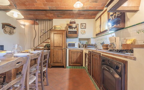 Casa Viola Pool, Wifi, Montaione: Furniture, Kitchen, Interior Design, Countertop, Flooring, Wood, Cabinetry, Ceiling, Floor, Kitchen Appliance