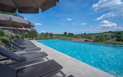 Belmonte Spereto Apartment With Pool, Montaione: Blue, Swimming Pool, Outdoor Furniture, Sunlounger, Thermae, Reflecting Pool, Resort, Eco Hotel, Water Feature, Villa