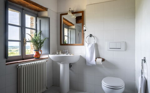 In the Heart of Chianti, Pool, Wifi, View - Lillia: Plumbing Fixture, Bathroom Sink, Interior Design, Bathroom, Plumbing, Tap, Sink, Room, Mirror, Light Fixture