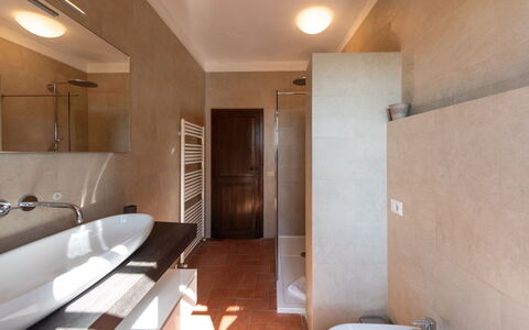 Country House In Tuscan Hills: Bathroom, Bathroom Sink, Flooring, Plumbing Fixture, Wall, Floor, Interior Design, Sink, Tap, Ceiling