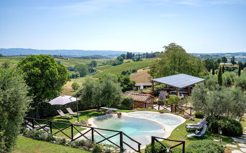 Villa Elsa di Bibbiano Pool, Sauna and View: Swimming Pool, Garden, Tent, Landscaping, Backyard, Umbrella, Outdoor Furniture, Yard, Canopy, Lawn