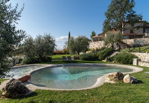 Villa L'elsa Beautiful Country Home With View: Garden, Water Feature, Swimming Pool, Backyard, Landscaping, Pond, Yard, Flagstone, Outdoor Furniture, Villa