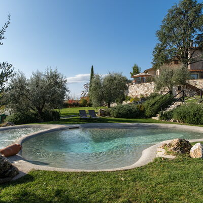 Villa L'elsa Beautiful Country Home With View: Garden, Water Feature, Swimming Pool, Backyard, Landscaping, Pond, Yard, Flagstone, Outdoor Furniture, Villa