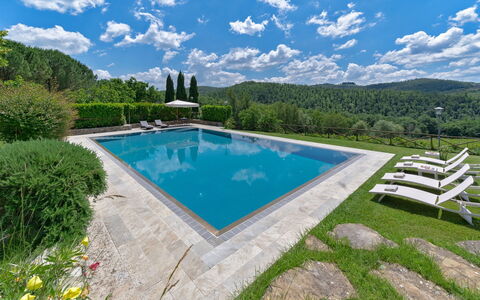 La Dimora del Chianti Dimora: Stunning Tuscan Vill: Blue, Swimming Pool, Resort, Outdoor Furniture, Eco Hotel, Landscaping, Water Feature, Shade, Thermae, Reflecting Pool