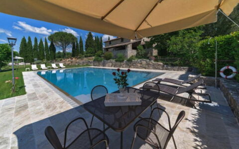 La Dimora del Chianti Dimora: Stunning Tuscan Vill: Swimming Pool, Outdoor Furniture, Furniture, Resort, Flagstone, Garden, Shade, Landscaping, Eco Hotel, Chair