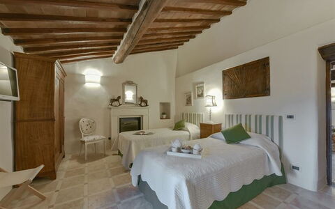La Dimora del Chianti Dimora: Stunning Tuscan Vill: Wall, Furniture, Home, Lamp, Bed, Chair, Bedroom, Houseplant, Picture Frame, Hotel
