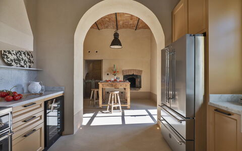 Villa del Mangia, 5Panoramic Pool and Chef Service: Furniture, Interior Design, Flooring, Wall, Wood, Floor, Kitchen, Ceiling, Countertop, Lighting