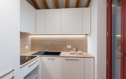 Marielena Authentic Chianti Retreat: Panoramic Vie: Wall, Kitchen, Wood, Interior Design, Countertop, Flooring, Kitchen Appliance, Cabinetry, Floor, Major Appliance