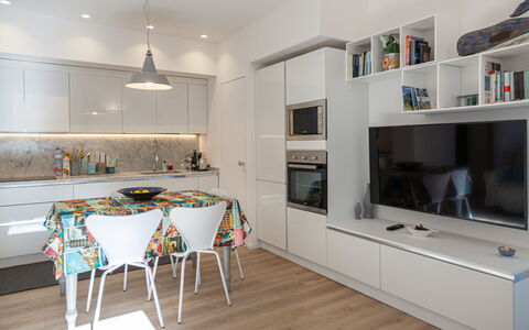 La Casa Dei Mandarini: Furniture, Interior Design, Kitchen, Flooring, Wall, Kitchen Appliance, Countertop, Cabinetry, Wood, Ceiling