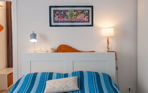 La Casa Dei Mandarini: Furniture, Bed, Interior Design, Bedroom, Bedding, Bed Sheet, Wall, Floor, Room, Wood