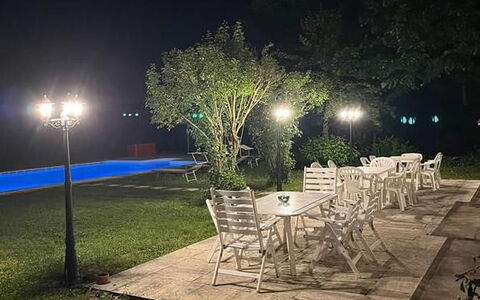Villa Amelia: Night, Midnight, Garden, Swimming Pool, Lawn, Security Lighting, Backyard, Yard, Landscape Lighting