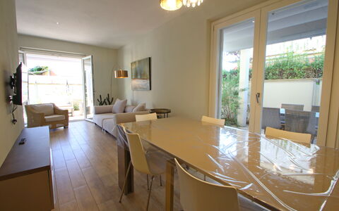 Casa Rossella: Furniture, Flooring, Interior Design, Chair, Floor, Table, Kitchen & Dining Room Table, Room, Apartment, Dining Room