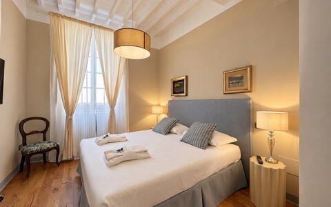 Via Roma 39: Furniture, Interior Design, Bedroom, Bed, Textile, Bed Sheet, Bedding, Floor, Room, Linens