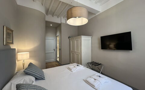 Via Roma 39: Bedroom, Bed, Bed Sheet, Bedding, Interior Design, Bed Frame, Floor, Room, Ceiling, Apartment