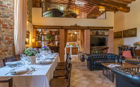 Antica Villa Della Lana: Furniture, Wood, Table, Interior Design, Chair, Kitchen & Dining Room Table, Flooring, Lighting, Room, Dining Room