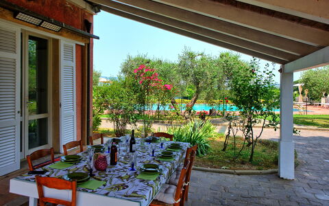 Villa Adriana: Furniture, Table, Chair, Outdoor Furniture, Kitchen & Dining Room Table, Outdoor Table, Garden, Shade, Backyard, Yard