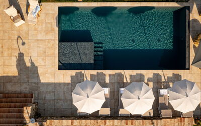 Casale Isidoro: Swimming Pool, Composite Material, Outdoor Furniture, Sunlounger, Shade, Water Feature, Hardwood, Flagstone, Tile, Courtyard
