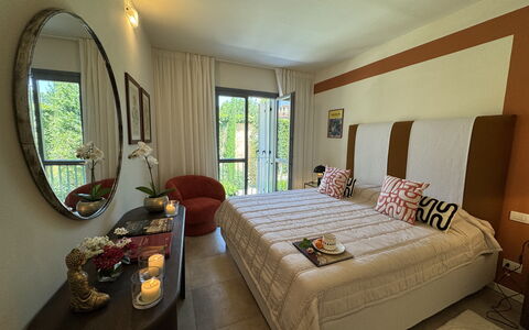 Ai Cantici: Furniture, Bed, Interior Design, Bedroom, Flooring, Bed Sheet, Bedding, Floor, Textile, Ceiling