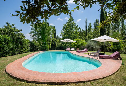 Casa La Cedrina, Pool, Lornano: Blue, Swimming Pool, Garden, Shade, Outdoor Furniture, Landscaping, Hacienda, Estate, Eco Hotel, Yard