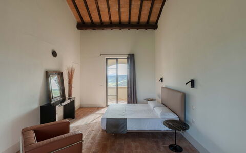 Villa Sassinoro: Interior Design, Furniture, Floor, Flooring, Ceiling, Home, Room, Bedroom, Bed Frame, Bed