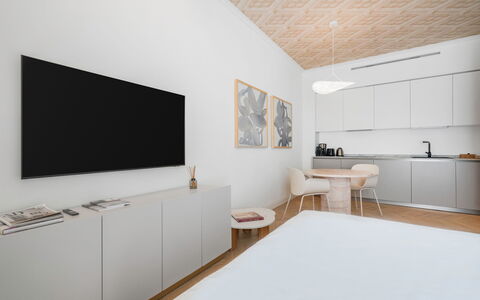 Elegant Apartments Near the Duomo: Furniture, Interior Design, Flooring, Floor, Apartment, Living Room, Room, Home, Wood Flooring, Electronic Device