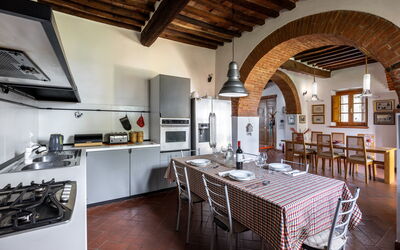 Maria Gabriella Holiday Home In Monticchiello: Furniture, Wall, Interior Design, Flooring, Ceiling, Kitchen, Home, Chair, Room, Floor