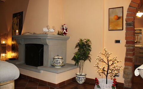 Holiday Home Croce With Spa: Interior Design, Flooring, Lighting, Flowerpot, Floor, Furniture, Hearth, Room, Houseplant, Living Room