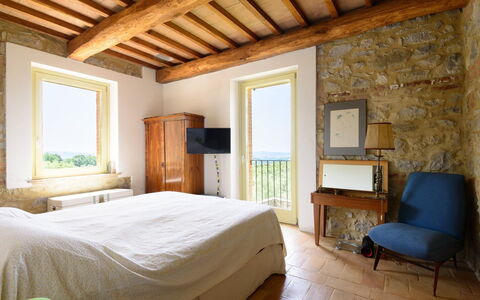 Villa Armonia: Wall, Furniture, Bedroom, Bed, Interior Design, Bedding, Bed Sheet, Home, Linens, Bed Frame