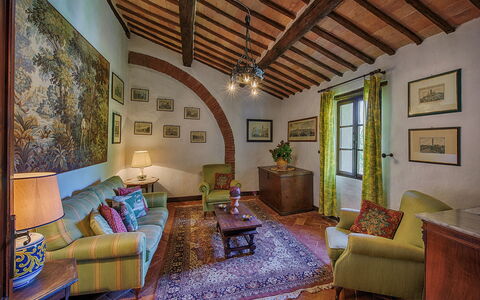 Medieval Castle Living: Vineyards, Swimming Pool &: Wall, Furniture, Interior Design, Home, Picture Frame, Room, Ceiling, Chair, Living Room, Villa