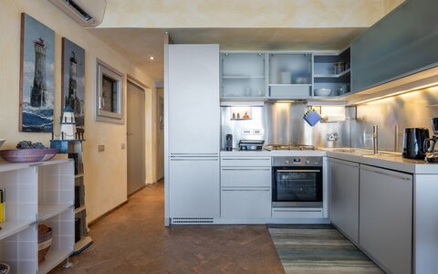 Stella Marina Apartment with Pool, Porto Santo Ste: Kitchen, Kitchen Appliance, Countertop, Major Appliance, Interior Design, Flooring, Home Appliance, Cabinetry, Furniture, Kitchen Stove