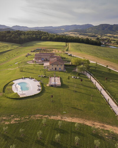 Le Tre Virtù Luxury Relais, Private Pool, Mugello: Plain, Estate, Farm, Aerial Photography, Bird'S-Eye View, Swimming Pool, Villa