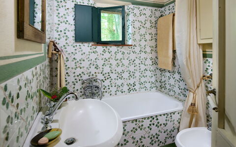 Il Gallinaio, Vivo D'Orcia: Plumbing Fixture, Bathroom, Plumbing, Tile, Ceramic, Tap, Sink, Houseplant, Towel, Porcelain