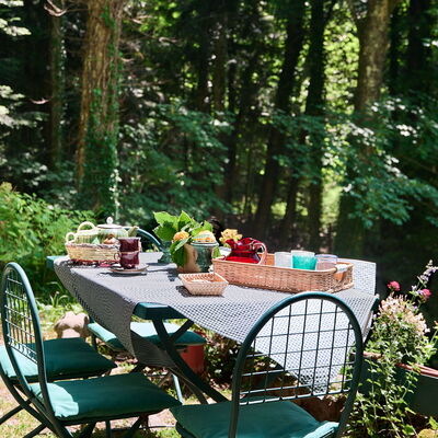 Il Gallinaio, Vivo D'Orcia: Furniture, Outdoor Furniture, Outdoor Table, Garden, Plant Community, Chair, Groundcover, Spring, Backyard, Tablecloth