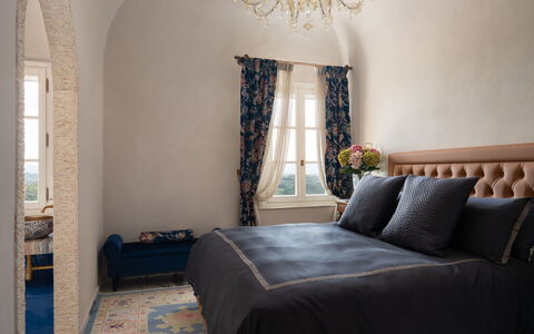 Villa Elisa: Furniture, Interior Design, Bedroom, Flooring, Floor, Textile, Home, Bed, Room, Linens