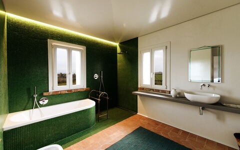 Villa Dedalo: Wall, Plumbing Fixture, Tap, Interior Design, Flooring, Lighting, Plumbing, Home, Ceiling, Bathroom