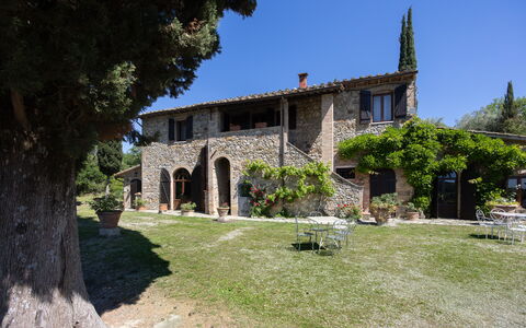 Podere le Lune with Pool, San Gimignano: Shrub, Home, Estate, Cottage, Farmhouse, Hacienda, Villa, Garden, Village, Yard
