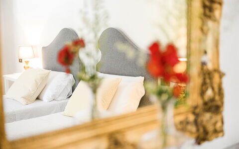 Fattoria: Interior Design, Furniture, Lighting, Room, Bedroom, Pillow, Flowerpot, Linens, Houseplant, Throw Pillow