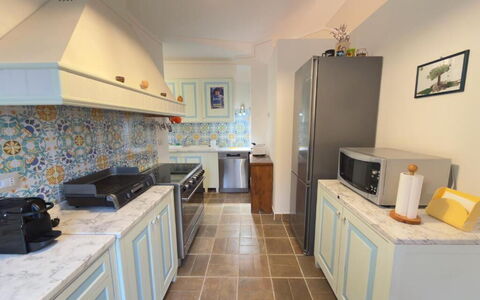 Villa Montepulciano Vineyard: Kitchen, Flooring, Countertop, Interior Design, Floor, Cabinetry, Furniture, Ceiling, Kitchen Appliance, Tile