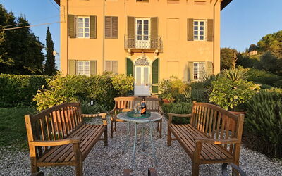 Villa Il Torrazzo, Vista Mare, Massarosa: Shrub, House, Facade, Home, Garden, Cottage, Estate, Door, Groundcover, Farmhouse