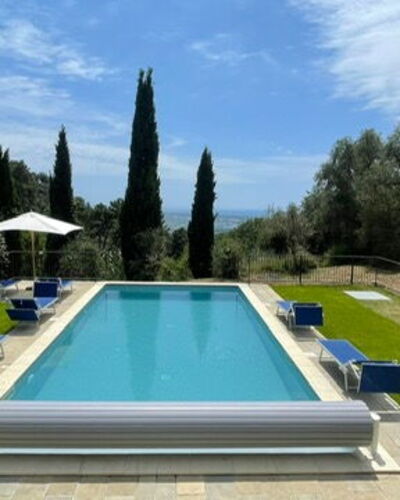 Villa Il Torrazzo, Vista Mare, Massarosa: Blue, Swimming Pool, Composite Material, Outdoor Furniture, Leisure, Shade, Garden, Landscaping, Estate, Resort