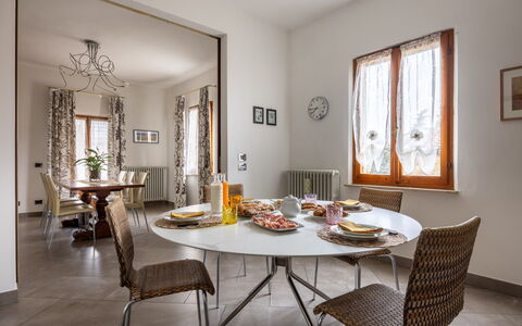 Casa Lory, Monteriggioni, Siena: Furniture, Interior Design, Table, Flooring, Chair, Wood, Kitchen & Dining Room Table, Floor, Dining Room, Lighting