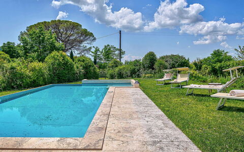 Villa Church: Blue, Swimming Pool, Garden, Landscaping, Shade, Resort, Backyard, Water Feature, Eco Hotel, Flagstone