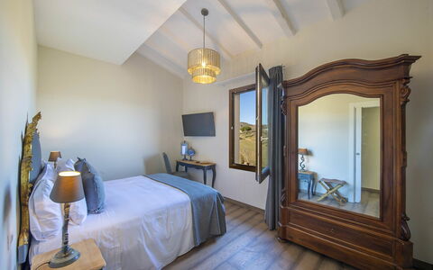 Villa Serena: Wood, Furniture, Interior Design, Bedroom, Lighting, Home, Floor, Room, Bed, Apartment
