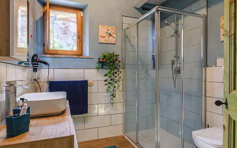 Villa dei Fiori: Flooring, Interior Design, Floor, Plumbing Fixture, Bathroom, Lighting, Room, Furniture, Home, Plumbing