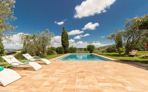 Villa Molinazzo 10: Swimming Pool, Outdoor Furniture, Garden, Landscaping, Flagstone, Shade, Tile, Resort, Eco Hotel, Water Feature