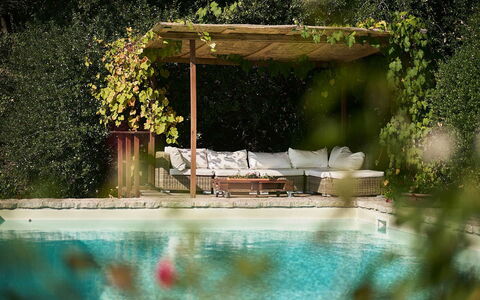 Villa Novellina: Garden, Swimming Pool, Outdoor Furniture, Shade, Backyard, Resort, Leisure, Flowerpot, Landscaping, Outdoor Structure